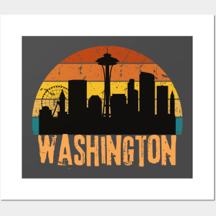 Washington State Seattle Skyline Posters and Art